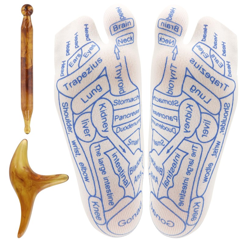 PEUTIER Foot Massage Socks with 2 Massage Tool, Pressure Point
