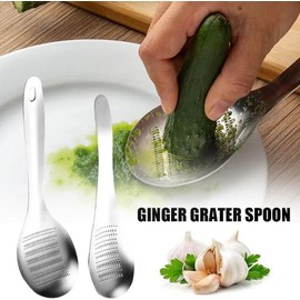 Stainless Steel Grater Spoon,Garlic Grinders Grating Spoons,Grater Grinder Spoon,Ginger Grater Grinder for Cheese Onion Fruits Vegetable Ginger Crusher Kitchen Tools