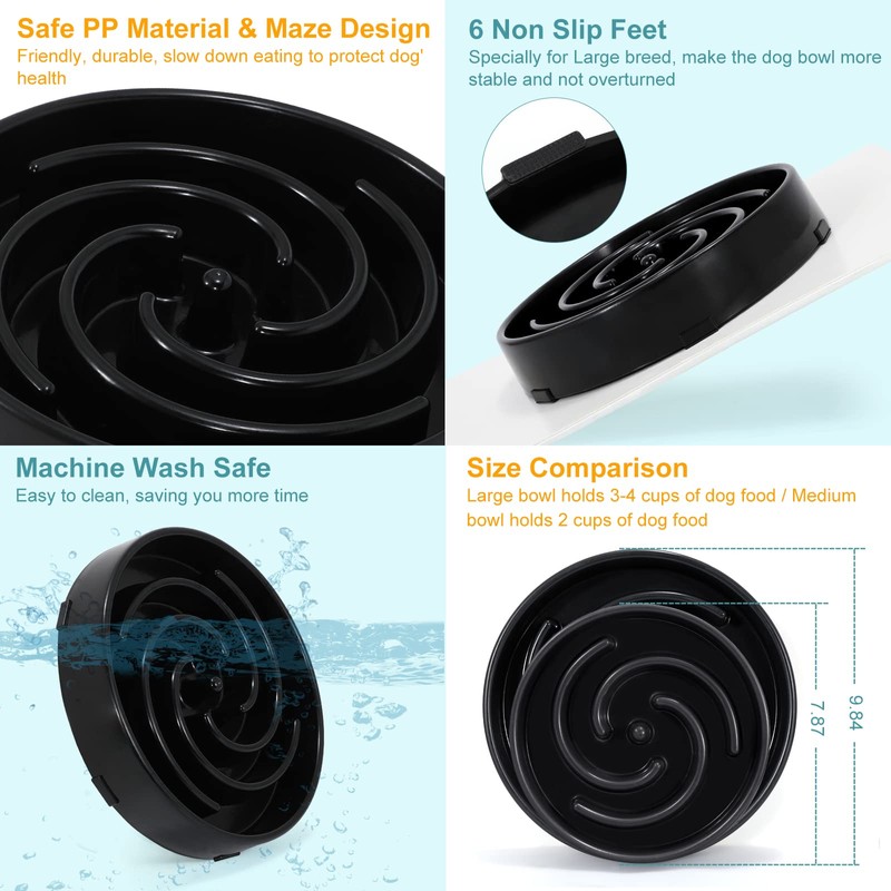 Slow Feeder Dog Bowls for Large Medium Dog Non Slip