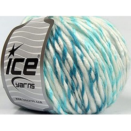 Baby's Blues Twist- Blue, Mint, Teal Blue on White - Acrylic Wool Blend Yarn 50 Grams (1.75 Ounces) 70 Meters (76 Yards) Chunky