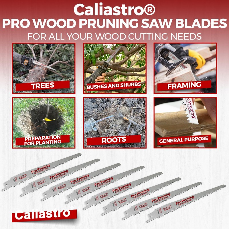 Caliastro 6-Inch Wood Cutting & Pruning Saw Blades for Reciprocating/Sawzall