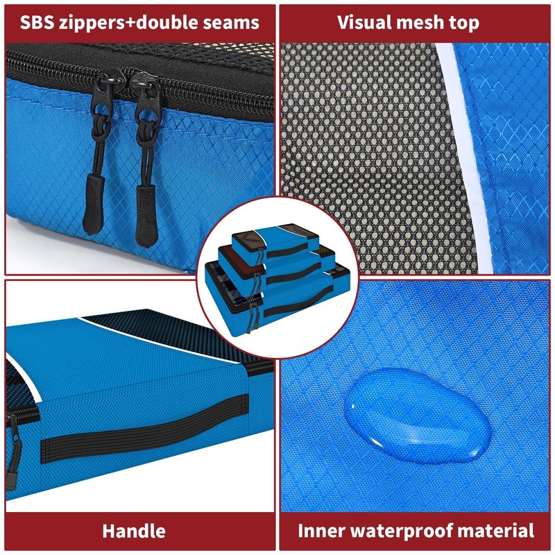 Vinsani 3 Piece Packing Cubes Set Suitcase Travel Organiser Holiday