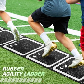 WinnerWhy Rubber Agility Ladder 15 ft Non-Slip Rubber Speed Agility Training Ladder for Soccer Football Footwork Training Equipment for Fitness Boxing Sports Quick Exercise Gym Workout