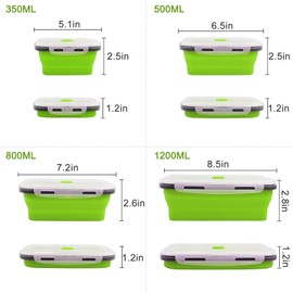 Guyuyii Collapsible Food Storage Containers - 4-Pack Silicone Storage Bowls - Microwave, Dishwasher & Freezer Safe - Perfect for Camping, Picnics, and RV Living