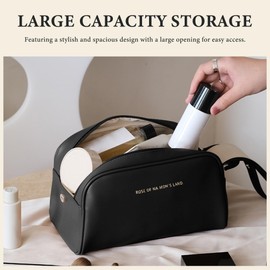 Fyriswho Women's Cosmetic Bag, Beauty Case, Large Make Up Bag, Travel Cosmetic Case for Women, Travel Makeup Bag, Portable Cosmetic Bag with Carry Handle, black