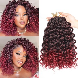 Datanala GoGo Curl Crochet Hair 10Inch Water Wave Crochet Hair 8 Packs Long Beach Curl Crochet Braiding Hair Synthetic Extensions For Women (TBUG, 10inch(8packs))