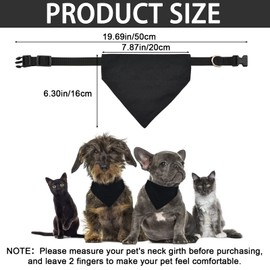 HACRAHO Sublimation Dog Bandanas, 2 Pieces Adjustable Sublimation Dog Bandana with Removable Collar Black Bandana Bibs for DIY for Small Medium Dogs, M