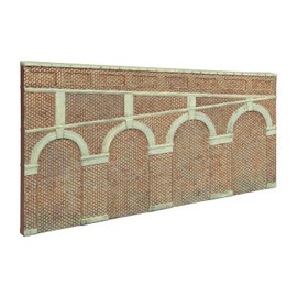 Hornby R7374 OO Gauge High Stepped Arched Retaining Red Brick Walls x 2 - Model Railway Accessories, Miniature Diorama Scenery for Hornby Train Sets - Lifelike Building Models - Scale 1:76