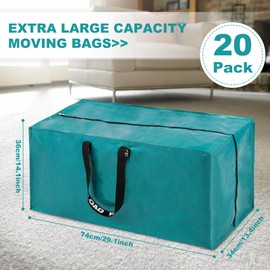 Pink Moving Bags - 20 Pack Extra Large Heavy Duty Storage Bags With Zipper & Reinforce Handles | 29x14x13 Inch Moving Tote Bags Bulk For Clothing, Shoes, Travel