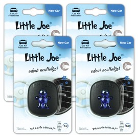 Little Joe Membrane Car Air Freshener, 45-Day Long-Lasting Fragrance, Scented Vent Clip for Car Interior Home & Office - 4 Pack New Car