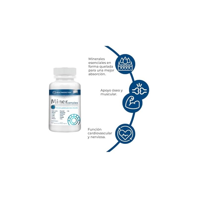 HEALTHADDICTION - Miner Complex - Suplemento Multimineral de Minerales Quelados