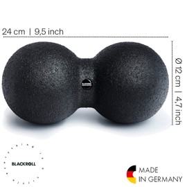 BLACKROLL BLACKROLL® DUOBALL 12 (12 cm), Faszienball zur Selbstmassage von parallelen Muskelsträngen, Massageball mit zwei Bällen, Faszien-Duoball für Nacken und Rücken, mittlere Härte, Made in Germany, Schwarz