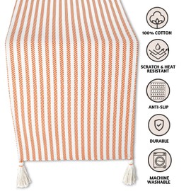 Folkulture Table Runner 108 Inches Long with Tassels for Dining Table Decor, 100% Cotton Farmhouse Style Table Runner, Boho Runner for Fall Décorations, Coffee Table Runner, Russet Orange