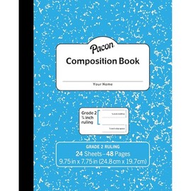 Pacon Composition Notebook, 9.75" x 7.5", Manuscript Ruled, 24 Sheets, Blue Marble, Each (PACMMK37138)
