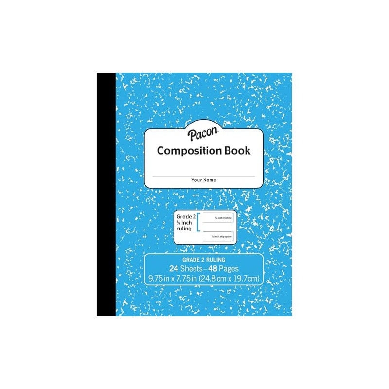 Pacon Composition Notebook, 9.75" x 7.5", Manuscript Ruled, 24 Sheets,