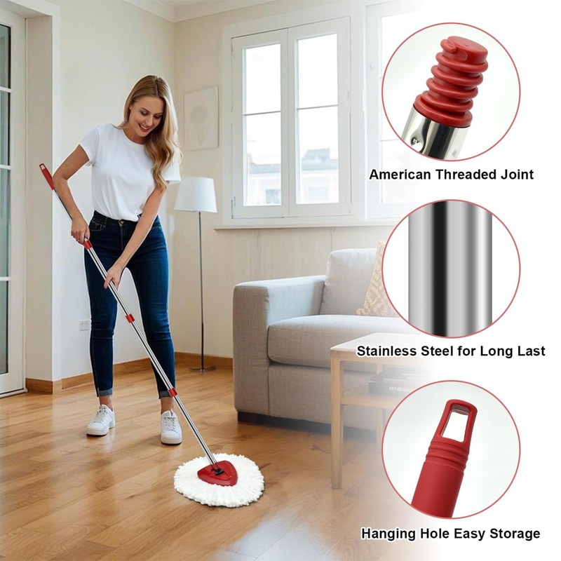 Mop Handle Replacement,4 Section Compatible with O-Cedar Spin Mop Refills