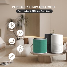 Breabetter AC400 Replacement Filter Compatible with Purivortex AC400 Purifiers, 3-in-1 H13 Filter（2-Pack）-Green