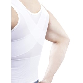 Fajas para Hombre | Faja Hombre Galess Men Camiseta Interior Modeladora y Corrige Postura | Faja de Hombre Corrector de Postura y Reductora 4910(Blanco, XS)