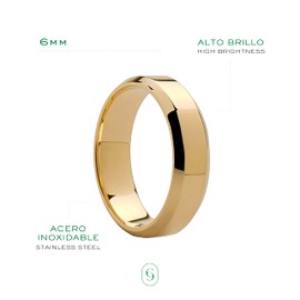 CLEPSIDRA® Set 1 Anillos Hombre Clasicos de Acero Inoxidable. Anillos de Mujer Resistentes y Elegantes. Regalos y Accesorios para Toda ocasion. Anillos para Uso Diario. Joyeria de Moda. Jewerly. Gift (6, 6 MM, DORADO)