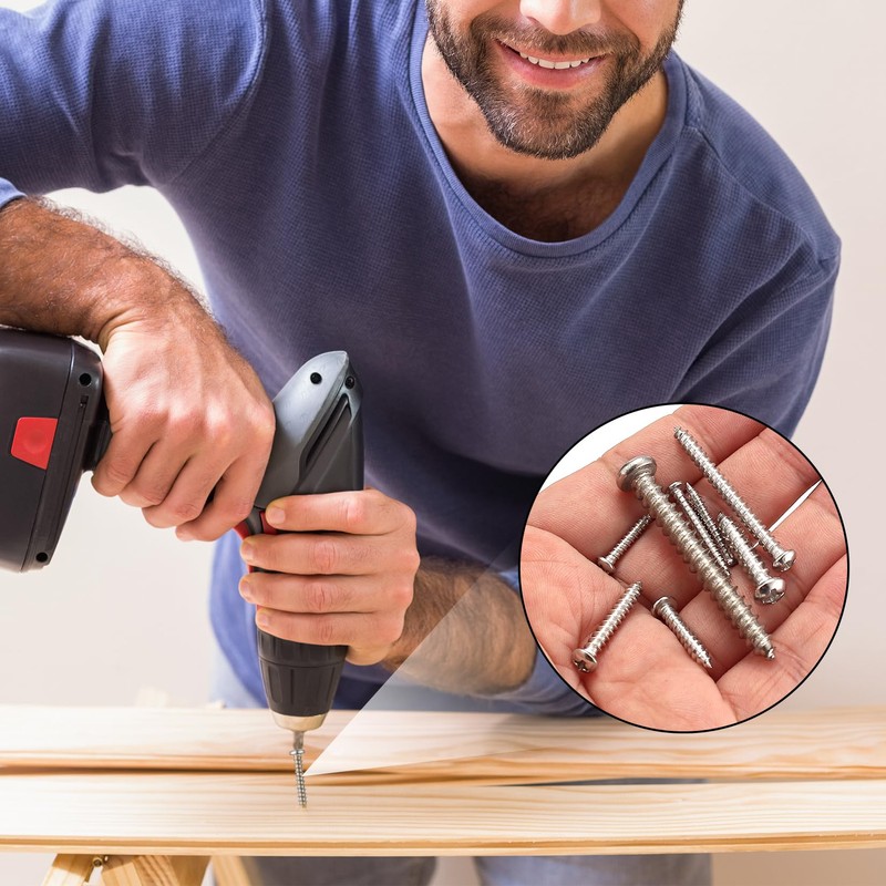 300 Pcs Wood Screws Assortment Set, Self Tapping Screws for