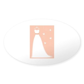 CafePress White Wedding Dress Sticker Oval Car Bumper Sticker
