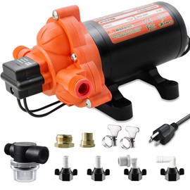 2088-594-154 Industrial 115V AC Diaphragm Water Pump, 4.5GPM, 50PSI, Self-Priming Pump for RV, Boat, and Home Use, 1/2” MNPT Connection