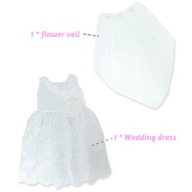 18 Inch Doll Wedding Dress Fashion Set, Bride Doll Wedding Gown with Veil for American 18 Inch Girl Doll Clothes Ball Party