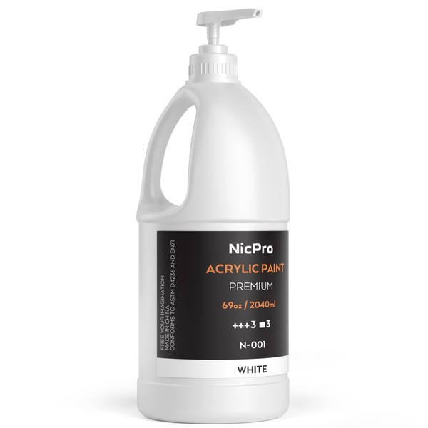 Nicpro White Large Acrylic Paint Set (69 oz, 2040 ml)