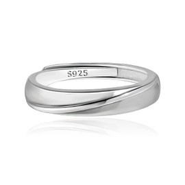 Meissa 2Pcs Couple Rings for Men and Women 925 Sterling Silver Wedding Band Matching Promise Rings Size Adjustable Handmade Bridal Jewellery Size F-T 1/2 (4mm Width)