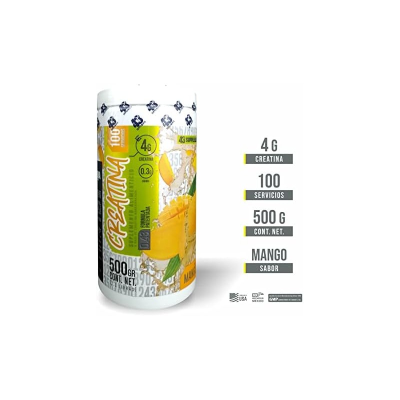 Creatina Monohidratada 43 SUPPLEMENTS 500 Gramos para 100 Porciones Sabor