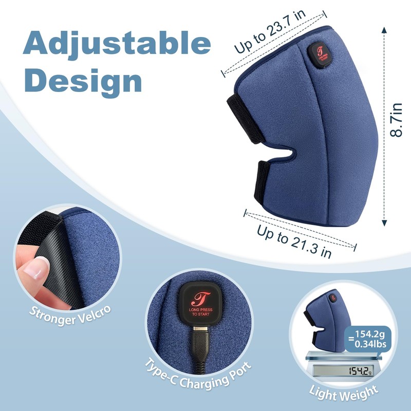 Telepepe Heated Knee Brace, Cordless Knee Heating Pad for Arthritis,