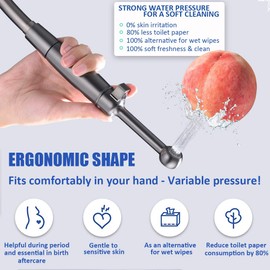 SonTiy Handheld Bidet Toilet Sprayer Black Stainless, Cloth Diaper Sprayer Bathroom Hand Held Jet Spray Bidet Attachment for Toilet with Adjustable Pressure Control, Solid Brass, 7.2" Bidet Wand