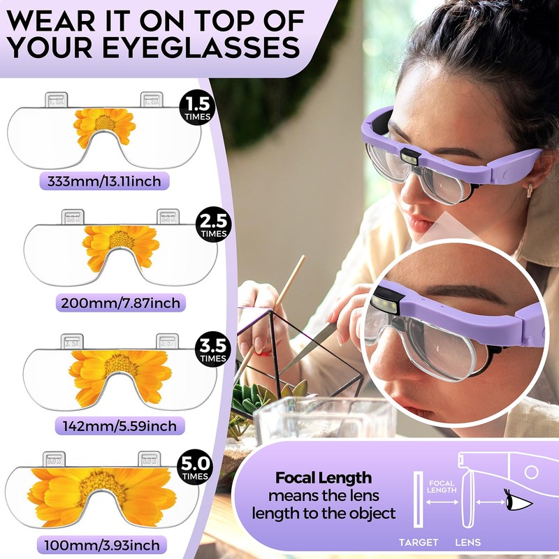 Dilzekui Magnifying Glass w/Light,1.5X-5X Magnifying Glasses Acrylic Lenses