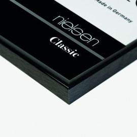 nielsen Classic Photo Frame, A4, 21x29.7cm Black Aluminium Picture Frame with Protective Float Glass and Push and Turn Clips - Jet Black Polished