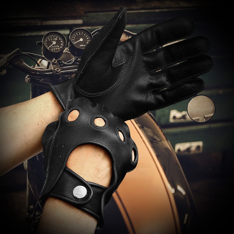 J.A.G. JAG Full Finger Leather Driving Gloves - Cowhide Motorcycle