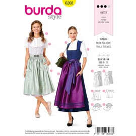Burda Style Sewing Pattern 6268 - Misses Dirndl Style Sweater Dress, Blouse and Apron, Size A (8-10-12-14-16-18-20-14-16)