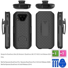 Ailiber Compatible with Kyocera DuraForce Ultra 5G UW Case with Screen Protector, Swivel Belt Clip Holster Kickstand Holder, Slim Rugged Full Body Protective Cover for DuraForce Ultra 5G E7110-Black