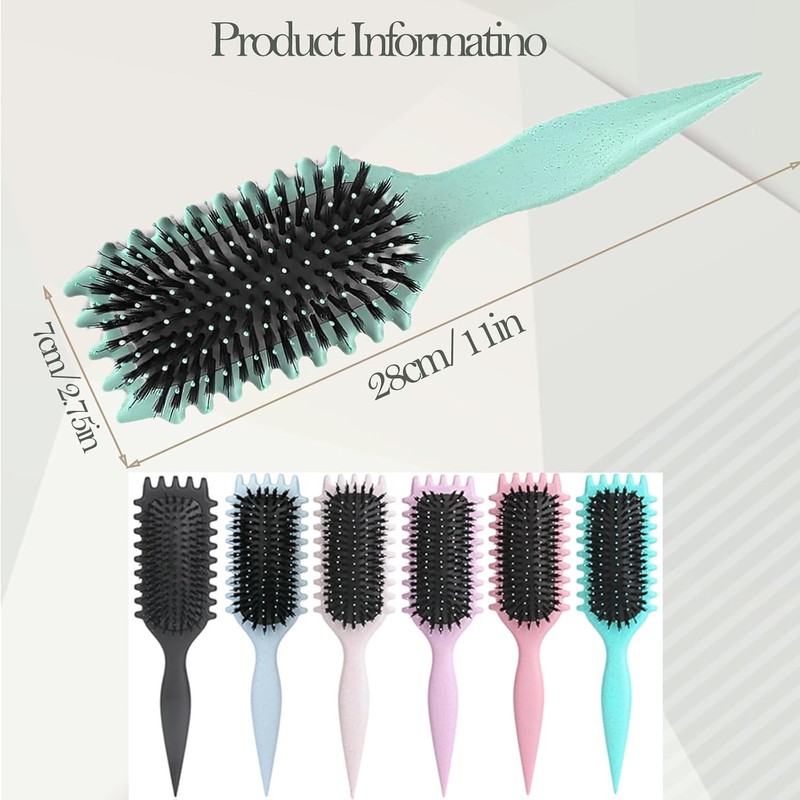 Cepillo Para Cabello Rizado, Definidor De Rizos Con Jabalí Y