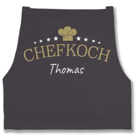 Geschenk mit Namen personalisiert by Shirtracer - Apron - Cooking Apron Men - Chef with Name I Gift for Chef, 3 anthracite