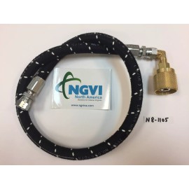 Rego Forklift Propane Hose (LPG); 34" w Rego 7141F tank connector & straight 3/8 tube