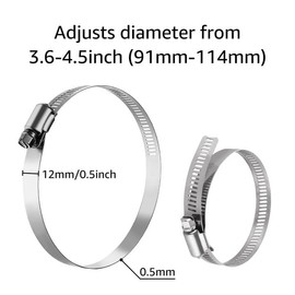 GBACHOOSE 20 Pcs Metal Hose Clips Hose Clamps, 91-114mm Adjustable Ducting Clamps, 304 Stainless Steel Worm Gear Pipe Clip for Securing Hoses and Pipes Tube