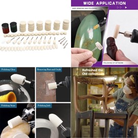Suweiyuanshiyi 78Pcs Accessories Wool Felt Polishing Pad Wheel Set for Rotary Tool Drills with 1/8" Shank, for Jewelry Metal Polishing
