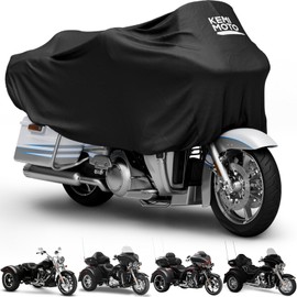 KEMIMOTO Heavy Duty 300D Motorcycle Cover Half Cover Compatible with Touring Models Road King Street Glide Road Glide Waterproof Impermeable Outdoor All Weather Protect from Dust Sunlight Rain Black