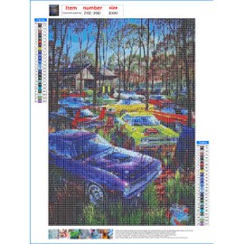 DVWIVGY 5D Car Diamond Painting by Number Kit for Adult, Vintage Car Full Round Resin Beads Drill Diamond Embroidery Dots Kit Home Wall Decor, 12 x 16 inch, Vintage Car Cottage Forest