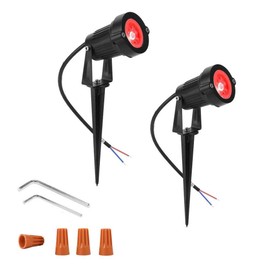 2 Unidades, Youngine COB 5W 12V LED césped lámparas de luz Paisaje al aire última intervensión Spotlight con soporte Spiked para jardín, patio, camino, césped Iluminación Decorativa, Rojo
