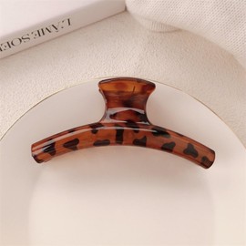 1 Pack Hair Claw Clip for Women and Girls, Large Strong Hold Leopard Print Hair Clip Acrylic French Nonslip Jaw Clips Amber Color Hair Barrettes Nonslip Elegant Hair Accessories for Long Thick Hair