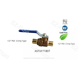 EZ-FLUID 10Pcs Heavy Duty 1/2" Pex Shut Off Ball Valve Full Port Water Stop LF Brass