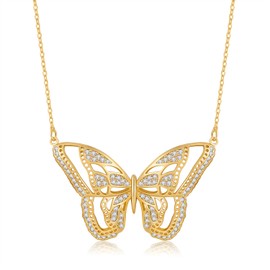 LILIE&WHITE Gold Hollow Butterfly Pendant Necklace for Women with Rhinestone Hypoallergenic Necklace Fashion necklace Gift Necklace