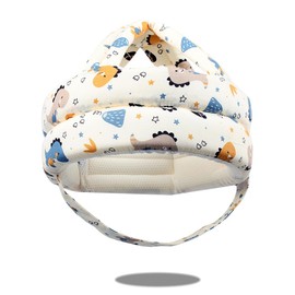 Norhogo First Steps Helmet, Adjustable Helmet, Child Safety Hat Made of Shockproof Cotton for Running and Crawling, Blue Dinosaur