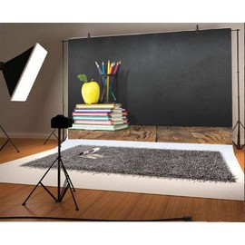 Leyiyi 5x3ft Welcome Back to School Backdrop School Season Old Classroom Banner Vintage Desk Blackboard Colored Pens Note Books Apple Photography Background Kids Portrait Studio Prop Vinyl Banner